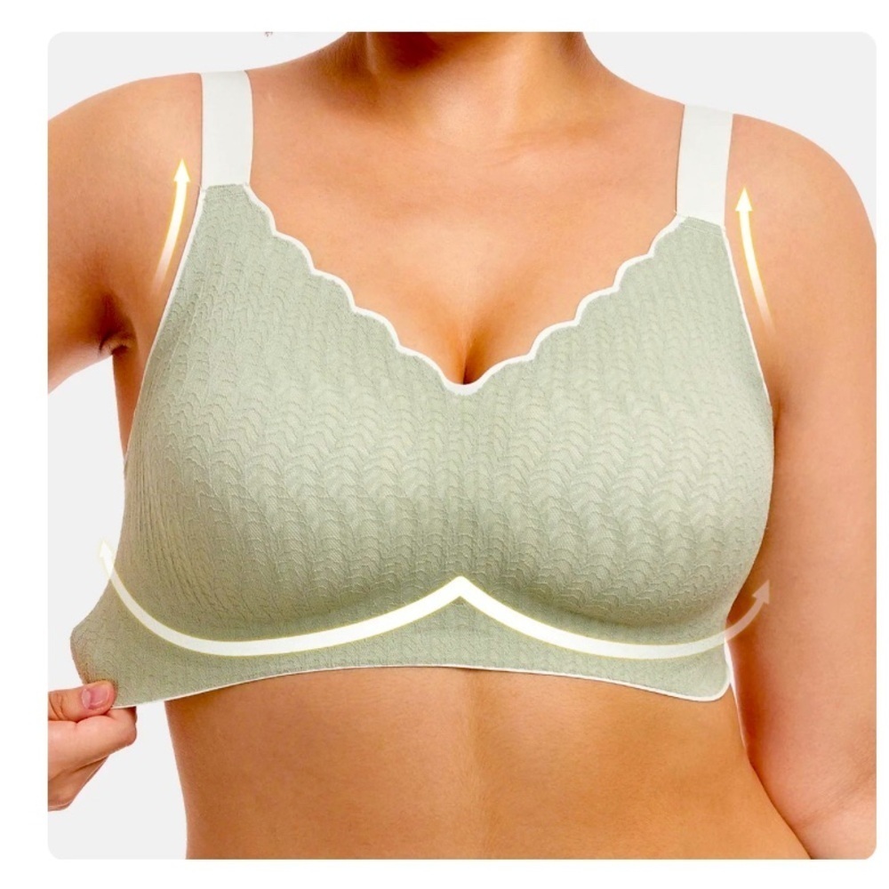 Brabalas Unlined Smooth Wireless Bra Support Comfort Seamless V Neck Bralette